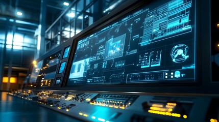 Obraz premium Automated Smart Grid Control Panel with Real-Time Power Monitoring and Analytics