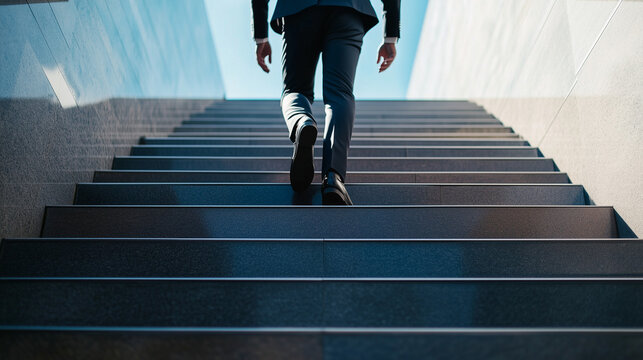 professional man standing on stairs, man standing on stairs, businessman climbing stairs, growth