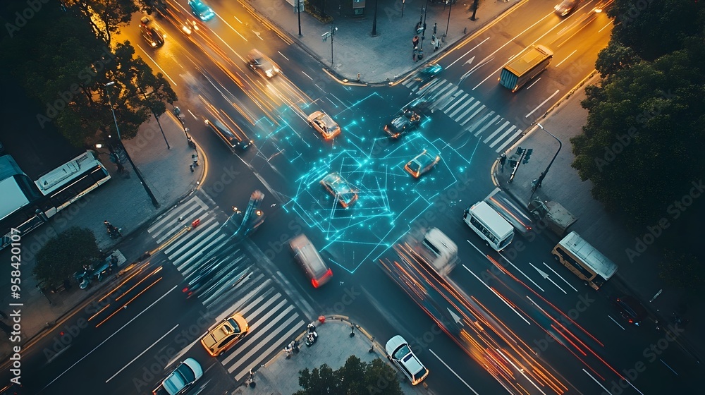 Poster automated traffic management system controlling busy intersection with digital simulation analysis