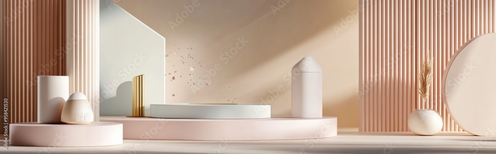 Aufkleber podium featuring abstract geometric elements and shapes designed for product display and presentatio