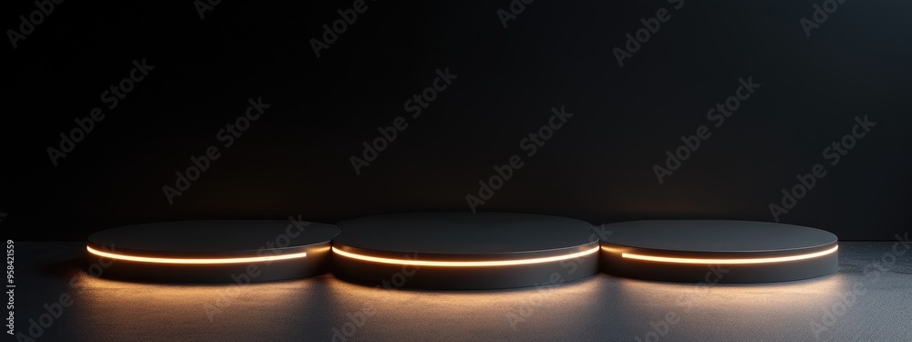 Aufkleber Abstract background featuring a round podium design for product presentation Triple podium 3D rendering