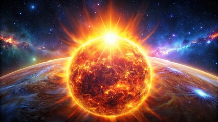 Vibrant and captivating image of a solar flare in the night sky, solar flare, brilliance, sun, astronomy, space, glowing