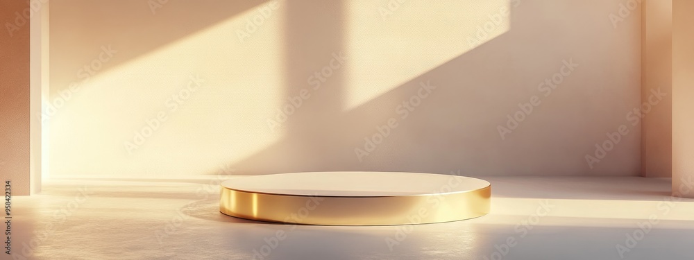 Aufkleber Elegant shiny podium for mock up presentation in minimalist style with ample copy space 3D rendered abstract background design