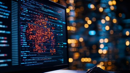 Obraz premium A high-tech HR recruiter workstation equipped with AI tools for talent acquisition