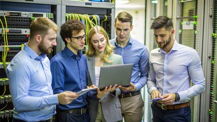  group of young business people it engineer in network