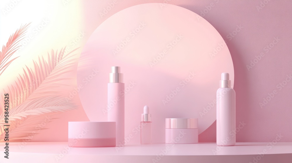 Poster Cosmetic backdrop for product display 3D illustration 3D rendering