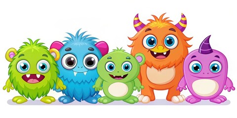 Fototapeta premium Cute of playful monster characters, cute,, monster, characters, fun, friendly, whimsical, colorful, adorable, fantasy