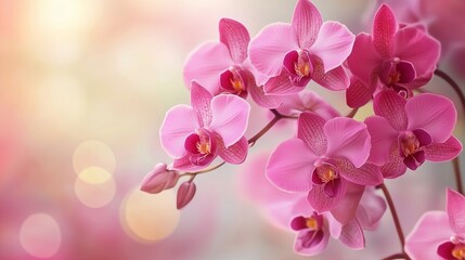 Stunning Display of Pink Orchids in Natural Light