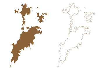 Zadetkyi, Zadetkalay and Hastings Island (Republic of the Union of Myanmar, Burma, Mergui, Myeik Archipelago, Indian Ocean) map vector illustration, scribble sketch Zadetkyi Kyun, Saint Matthew's map