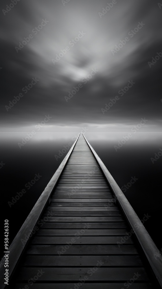 Poster photography of spirituality architecture boardwalk black.