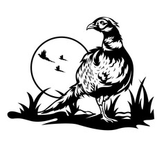 Pheasant Bird | Pheasant Hunter | Wildlife | Bird | Bird Lover | Wild Animal | Bird Hunter | Flying Bird | Original Illustration | Vector and Clipart | Cutfile and Stencil