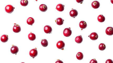 Fresh, ripe cranberries dance against a black background, their vibrant red hue popping with juicy flavor.  