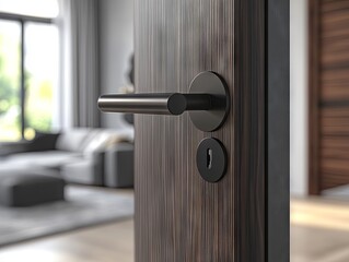 modern black door handle and lock