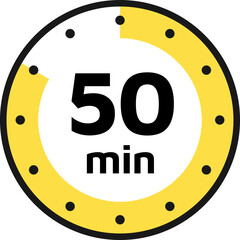 50 minutes timer, clock, stopwatch icons. Countdown timer
