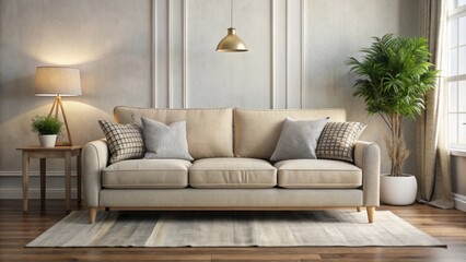 Comfortable sofa in a cozy living room setting, sofa, furniture, home, interior, comfortable, style, living room, design