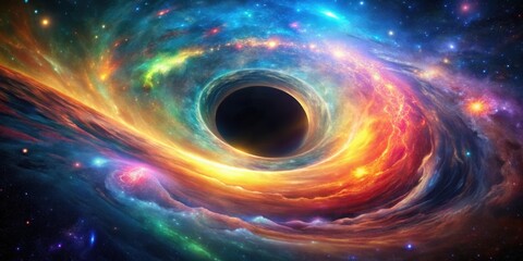 Obraz premium A stunning cosmic swirl of colors and lights resembling a black hole nebula, space, astronomy, universe, galaxy, nebula