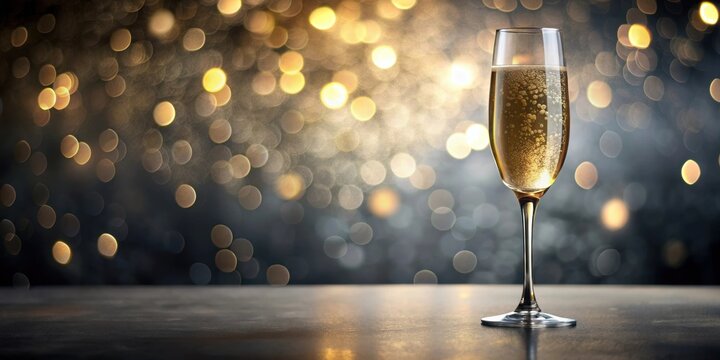 Elegant glass of bubbly champagne, celebration, luxury, toast, festive, bubbles, alcoholic beverage, drink, crystal