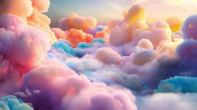 Colorful cotton candy land, Fantasy colorful cotton candy fairytale festive land	