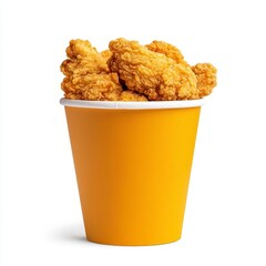 chicken bucket branding, fast food mockup, eye-catching design, rustic textures, isolated on white background