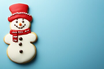 Fototapeta premium Decorated Snowman-Shaped Gingerbread Cookie