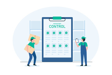 Inventory Control Team in Warehouse, Inventory Management System, Warehouse Employees Managing Stock. illustration