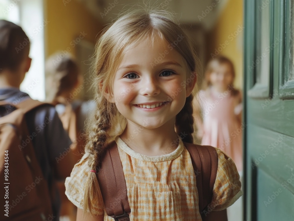 Poster Smiling School Girl