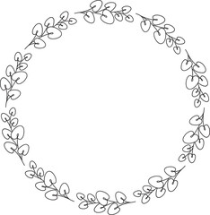 Floral Wreath Line Illustration