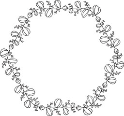 Floral Wreath Line Illustration