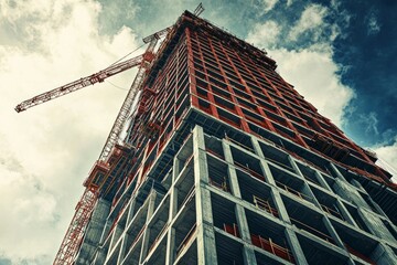 Fototapeta premium A skyscraper under construction 