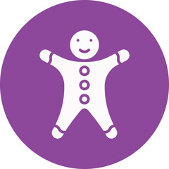 Gingerbread Man glyph circle icon