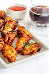 Chicken Wings, Chicken Appetizer with Condiments Vertical Photo