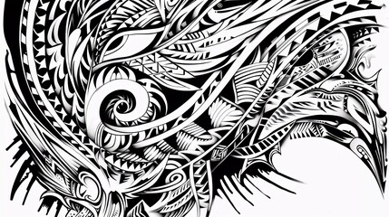 tribal art tattoo design of dragon in black and white design