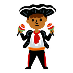 Spanish in national dress. Man in traditional costume. Isolated on white background. Travel to Spain.