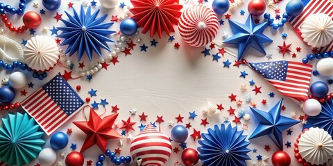 Obraz premium A festive background filled with red, white, and blue decorations for a 4th of July presentation