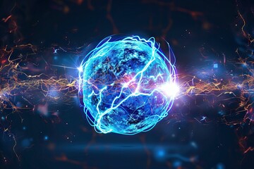 Obraz premium Abstract science background and object electric lighting sphere ball.