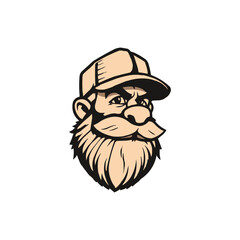 lumberjack mascot logo design vector with modern illustration concept style for badge, emblem and t shirt printing. Beard Men Beanie Hat Logo Vector, man logo mascot esport style illustration