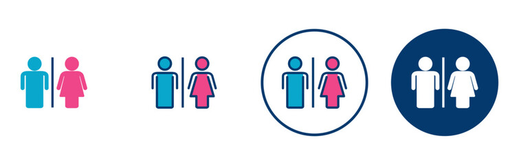 Toilet icon vector isolated on white background. Toilet sign. Man and woman restroom sign vector. Male and female icon