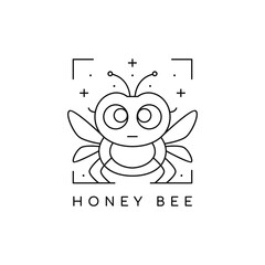 cute honey bee cartoon line logo design vector