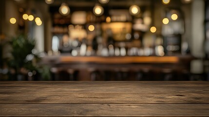 A cozy wooden table in a warm, softly lit bar, ideal for creating a welcoming atmosphere for gatherings and social moments.