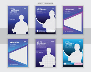 Bundle Medical poster, Roll-Up Or Dl Flyer, And Rack Card Design Template For Your Business