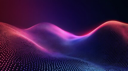 Abstract modern background with retro 80's glowing dots in 3D on dark background. Digital backdrop with moving particles.