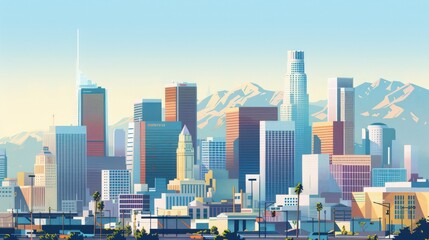 Obraz premium Present the Los Angeles skyline with a focus on the architectural diversity of its buildings