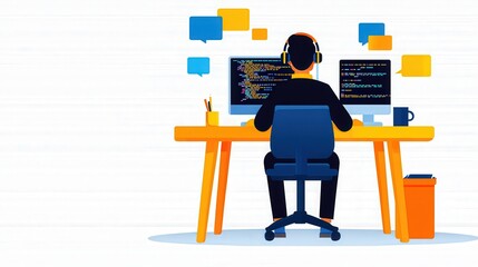 Software developer writing code with income from active projects