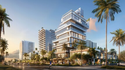 Fototapeta premium Present the Miami skyline with a focus