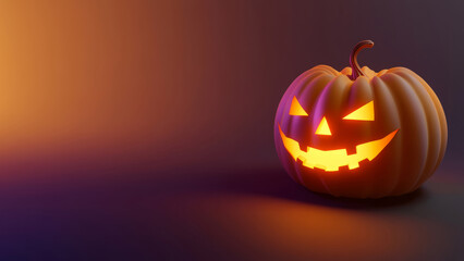 A glowing jack-o'-lantern against a dark background, symbolizing the spirit of Halloween night