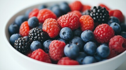 A close-up of fresh berries in a bowl, emphasizing antioxidant-rich foods