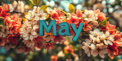 May with spring blossoms and warm tones