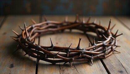 Fototapeta premium Jesus Christ's crown of thorns on top of the Bible