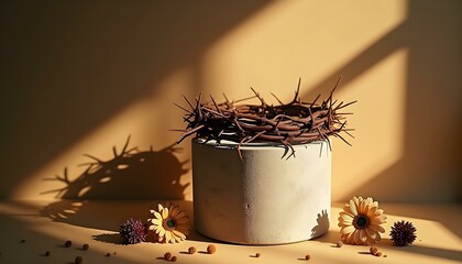 Jesus Christ's crown of thorns on top of the Bible