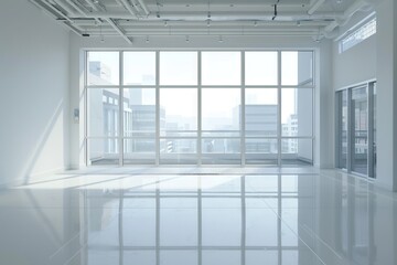 large window into white office